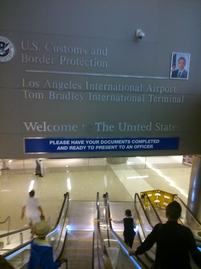 Arrivals hall sign at the Tom Bradley International Terminal, LAX