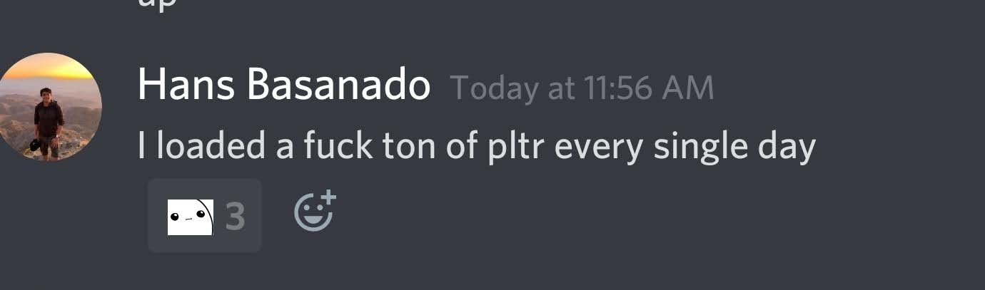 Discord message about loading up on Palantir stock every single day