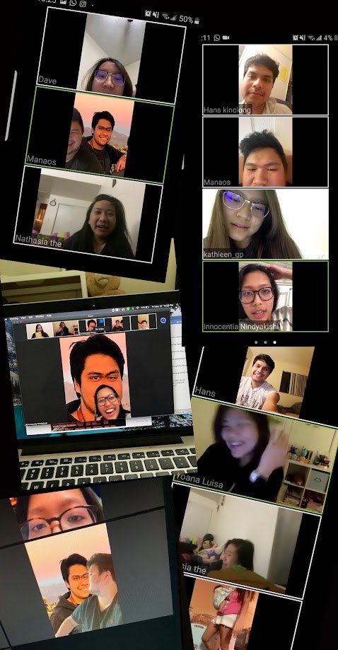 Collage of video call screenshots with friends during lockdown