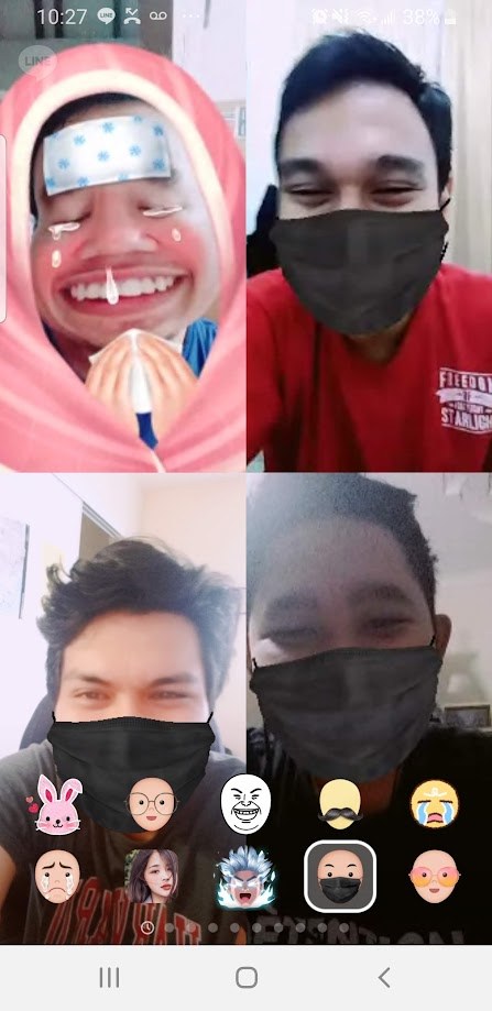 Video call with friends using face filters