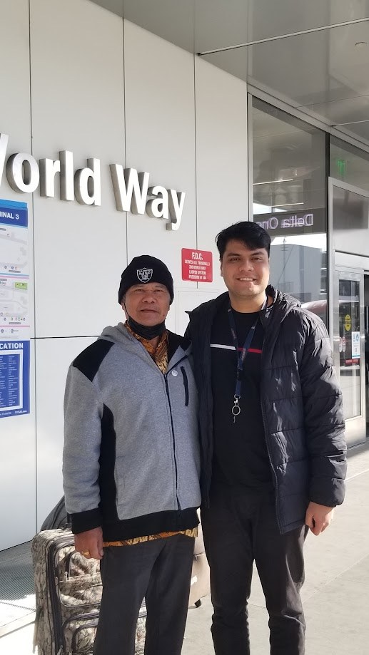 With my father and the luggage outside Terminal 3 at LAX