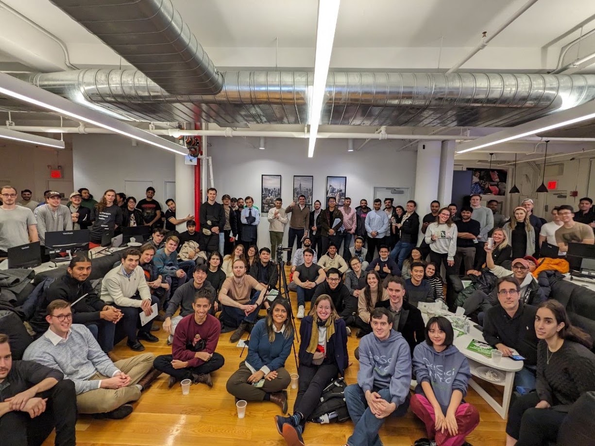The whole room gathered for a group photo at a DeSci NYC event