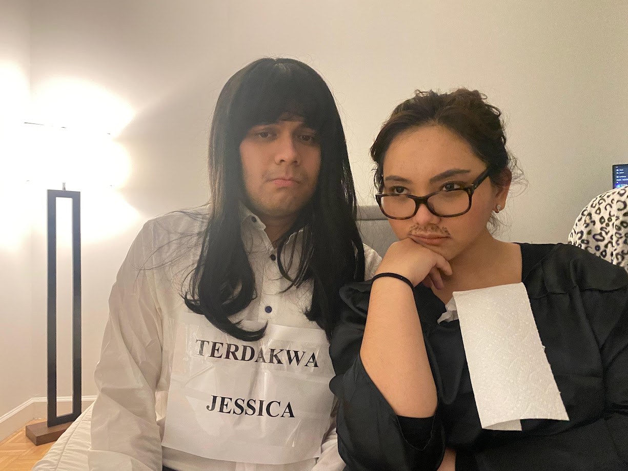 Two of us in home made costumes for a party