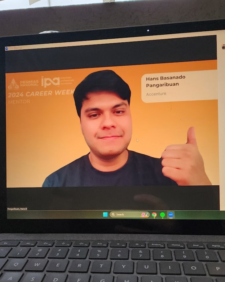 Laptop screen showing my mentor slide for PERMIAS and IPA Career Week 2024