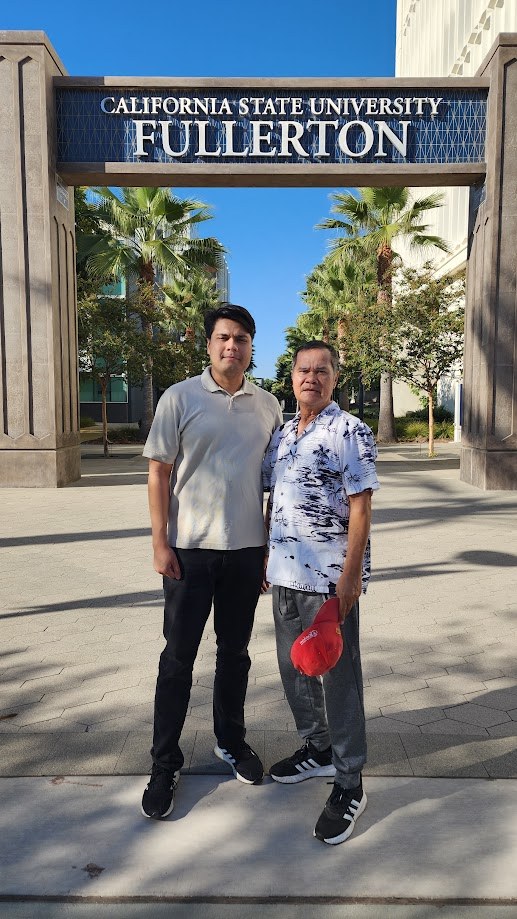 With my father under the Cal State Fullerton arch