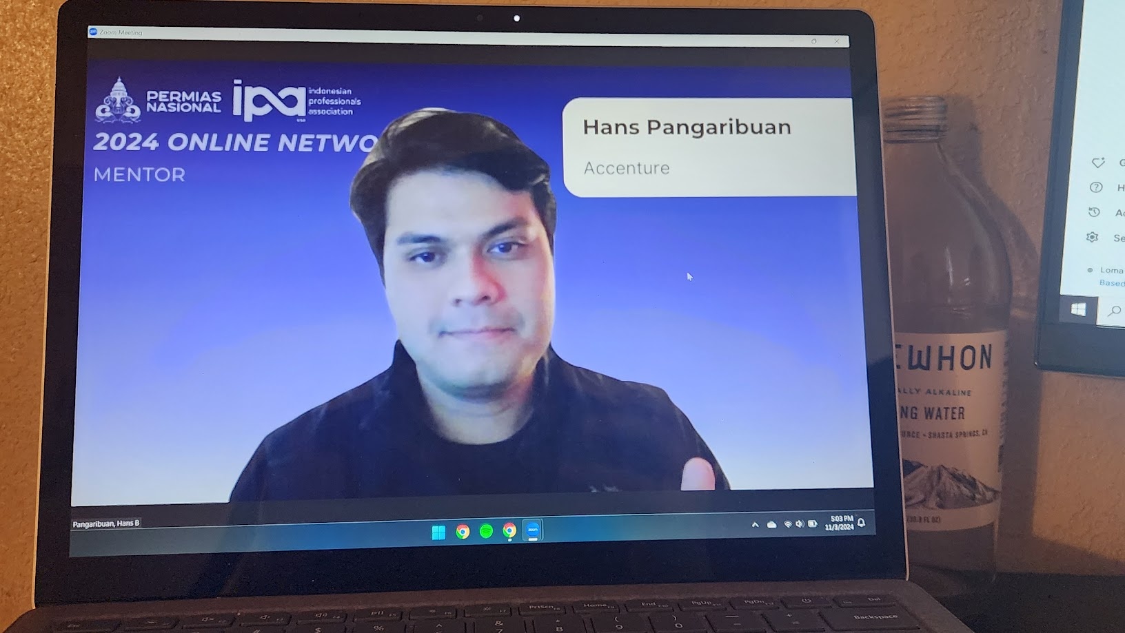 Laptop screen showing my mentor slide for the 2024 PERMIAS and IPA online networking session