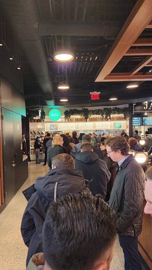 A long queue down the counter at lunchtime