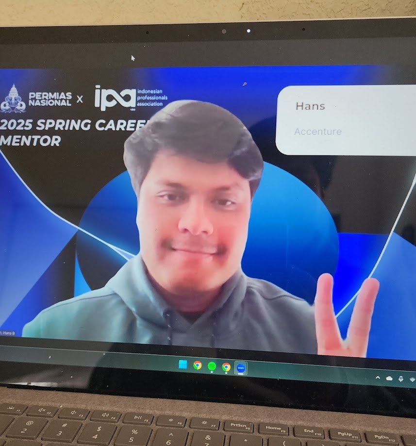 Laptop screen showing my mentor slide for the 2025 Spring Career Week